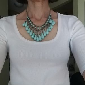 Blue Beaded Statement Necklace